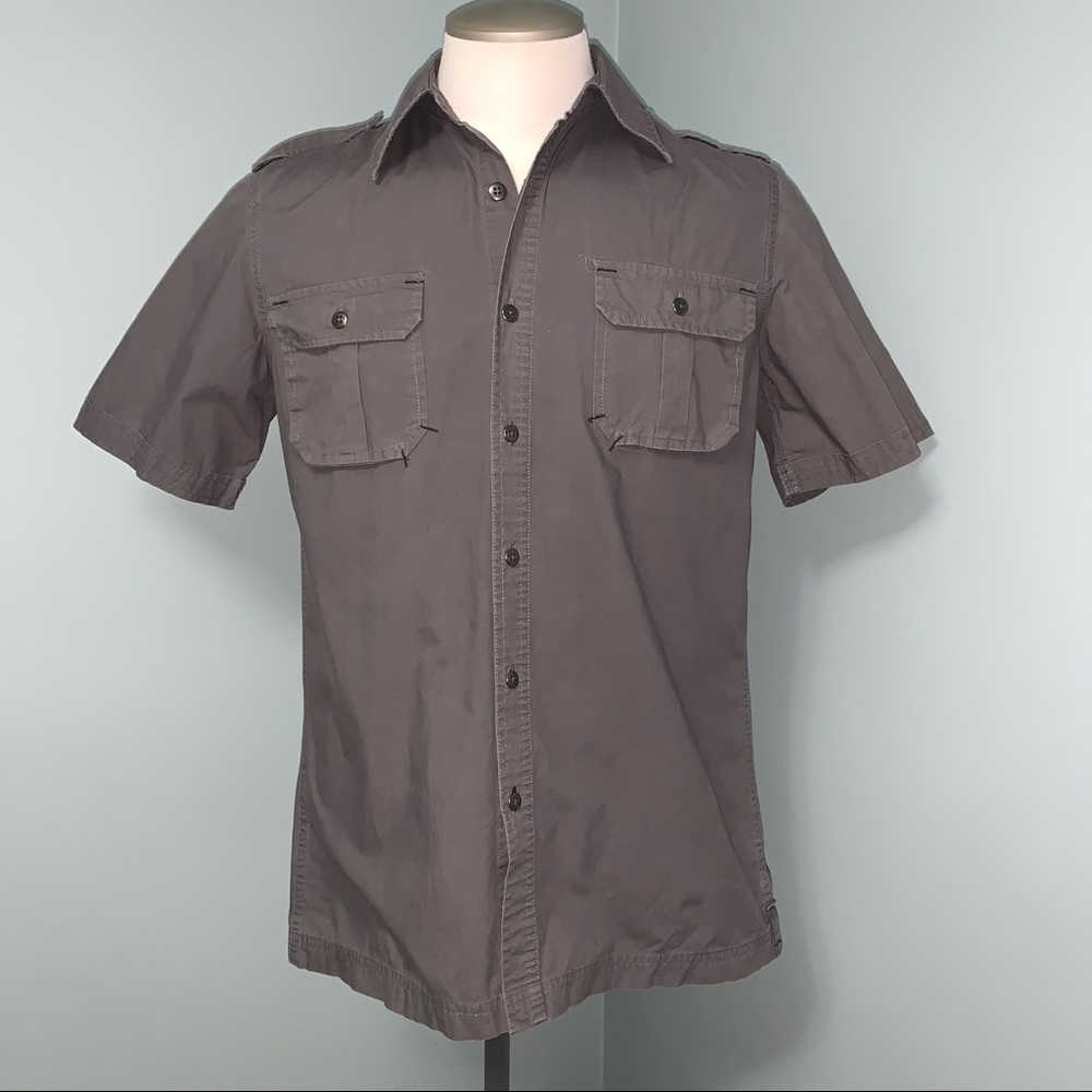 CALVIN KLEIN JEANS SKULL print button down shirt men’s size small short Sleeve